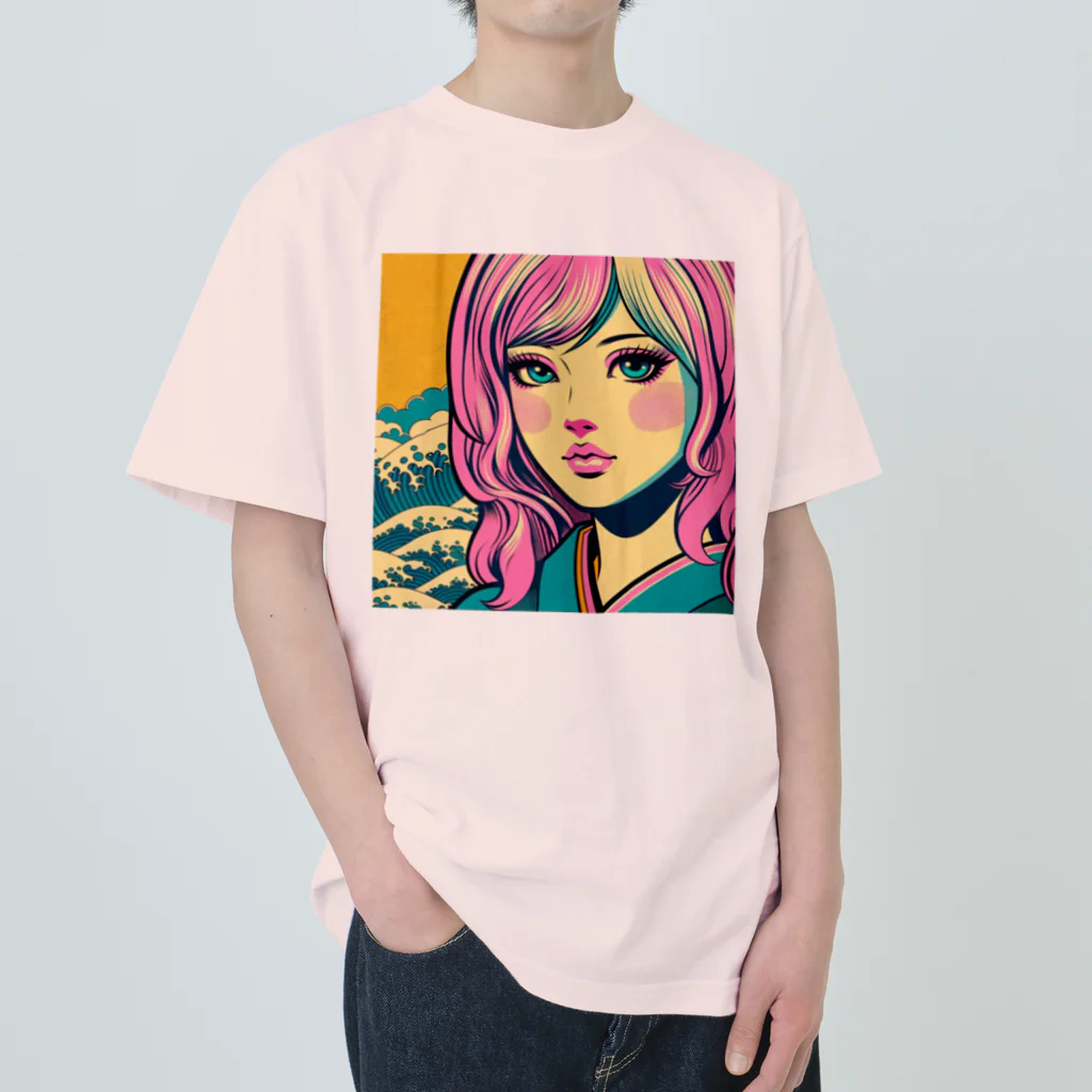 Sunlit Horizonの令和・浮世絵ギャル Heavyweight T-Shirt