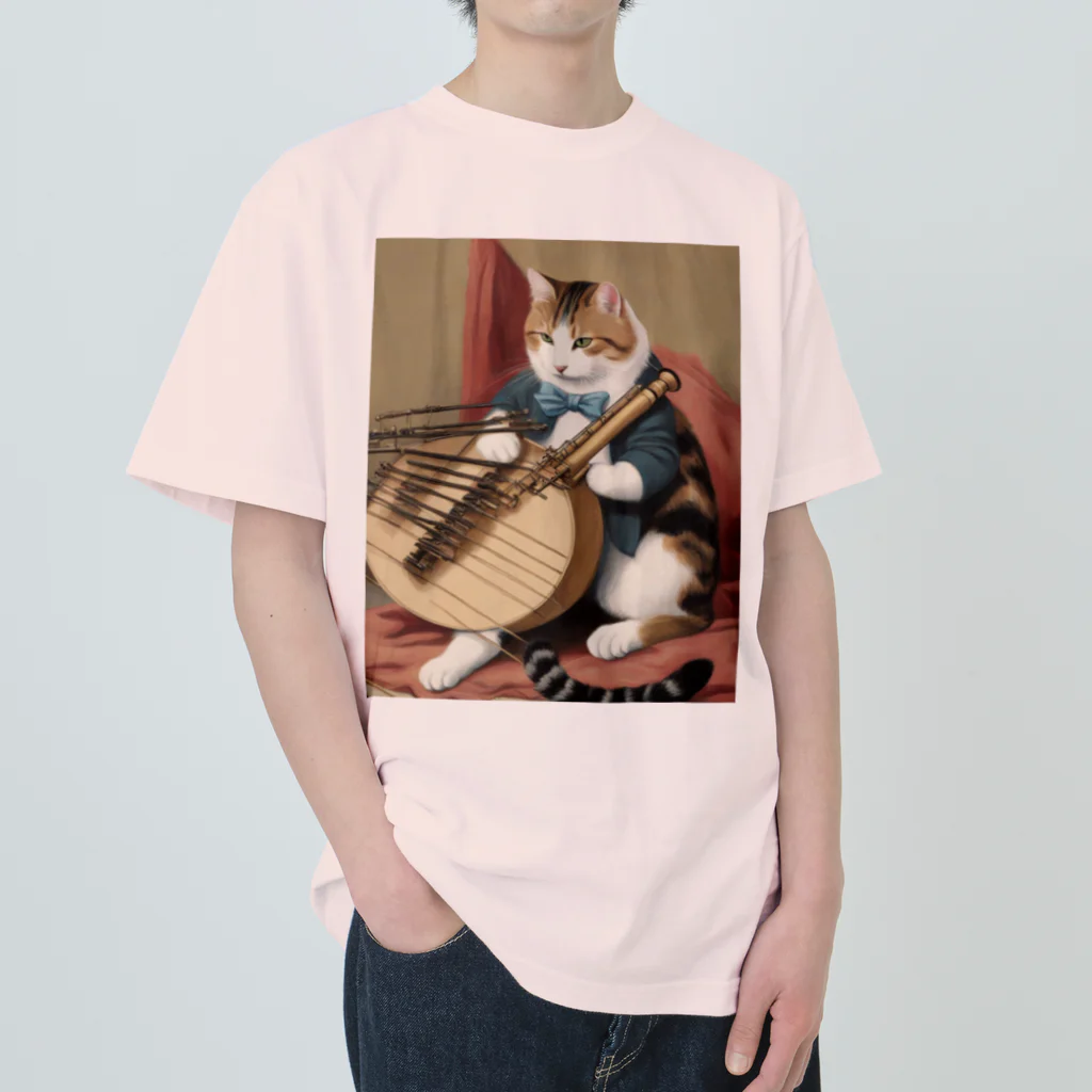 F2 Cat Design Shopの orchestra cat 001 ヘビーウェイトTシャツ