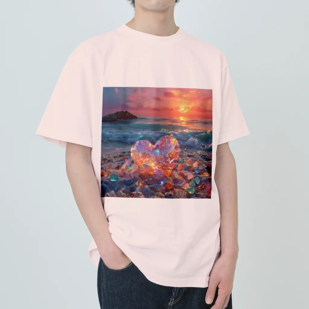 Mellow-Skyの美しすぎるハートシーグラス ヘビーウェイトTシャツ