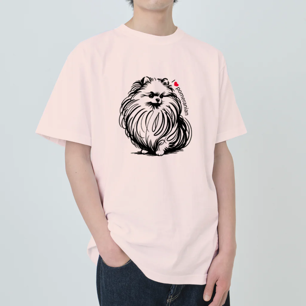 7_dog_catのポメ ヘビーウェイトTシャツ