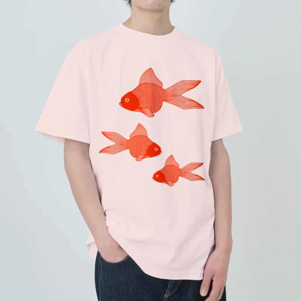 Alba spinaの金魚３匹 ヘビーウェイトTシャツ