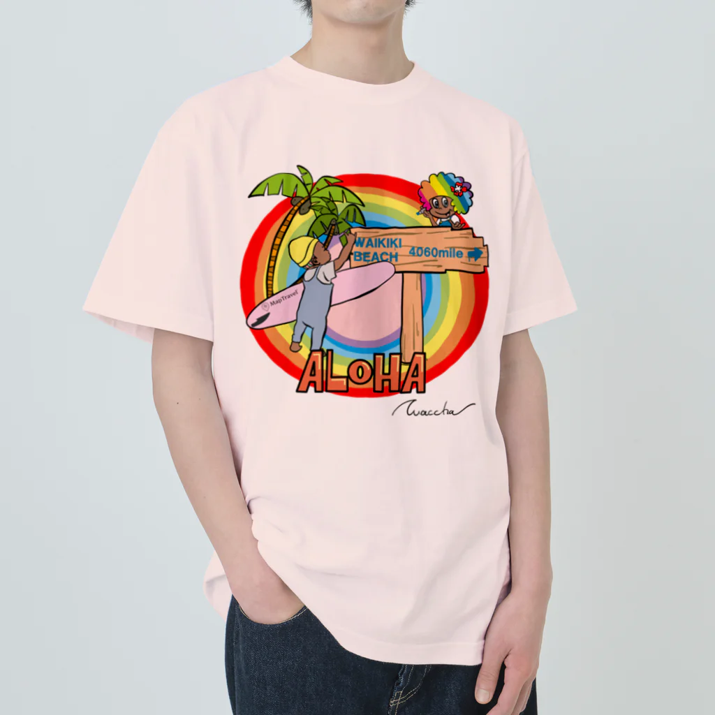 ハワイが大好きな女の子『HENOHENO MAPPY』のx waccha コラボデザイン2 Heavyweight T-Shirt