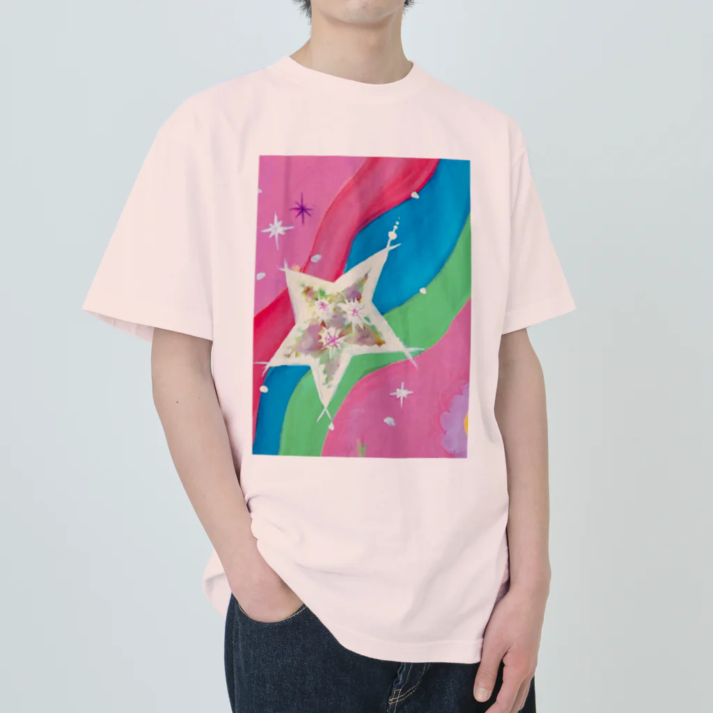 🐶シュナといろいろ🎨の流れ星　(ピンク) Heavyweight T-Shirt