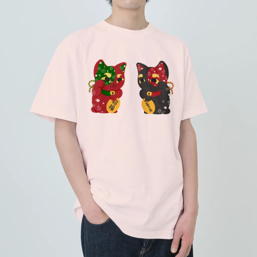 甘漏り屋のふく福呼猫 ヘビーウェイトTシャツ