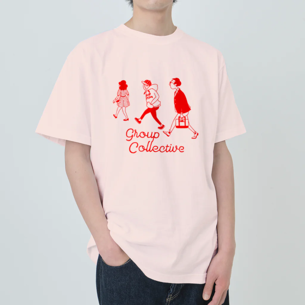 hilo tomula トムラ ヒロのGroup Collective Red ヘビーウェイトTシャツ