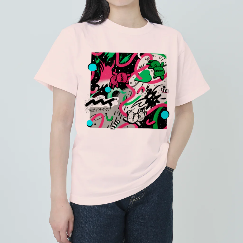 Metaani Fan Fiction Goods Storeのmetaani - zero gravity ヘビーウェイトTシャツ