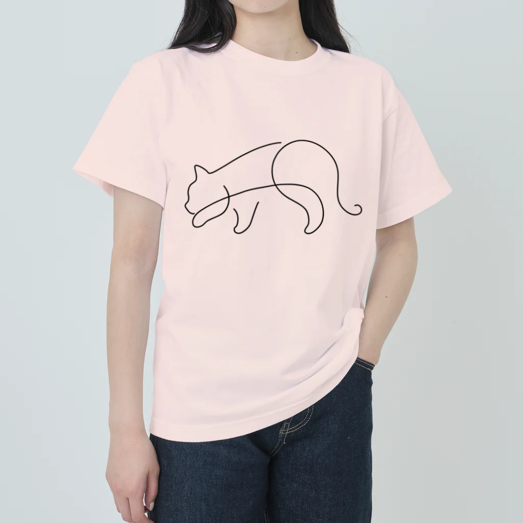 レイにーの忍び歩きシンプル黒猫 Heavyweight T-Shirt