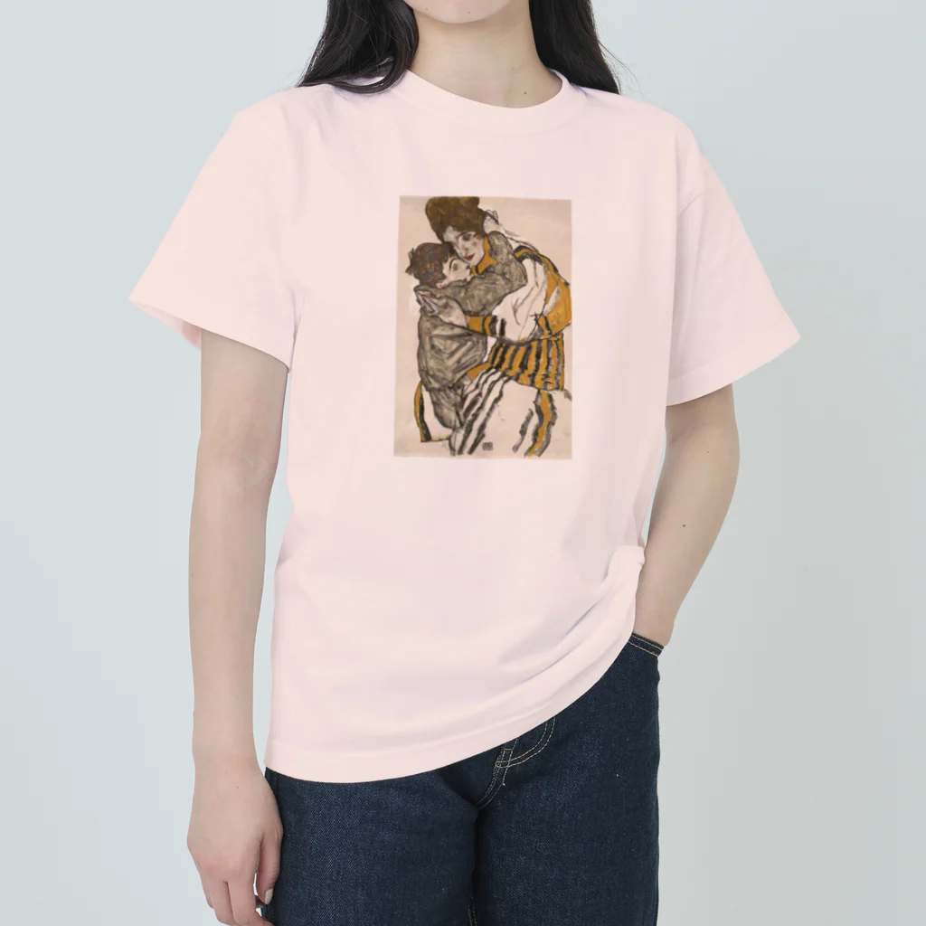 世界の絵画アートグッズのエゴン・シーレ《シーレの妻と小さな甥っ子》 ヘビーウェイトTシャツ