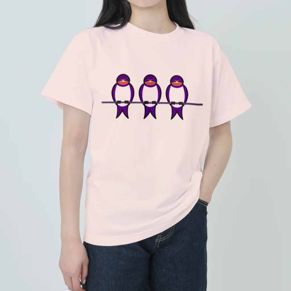 deepsterの子ツバメx3 ヘビーウェイトTシャツ