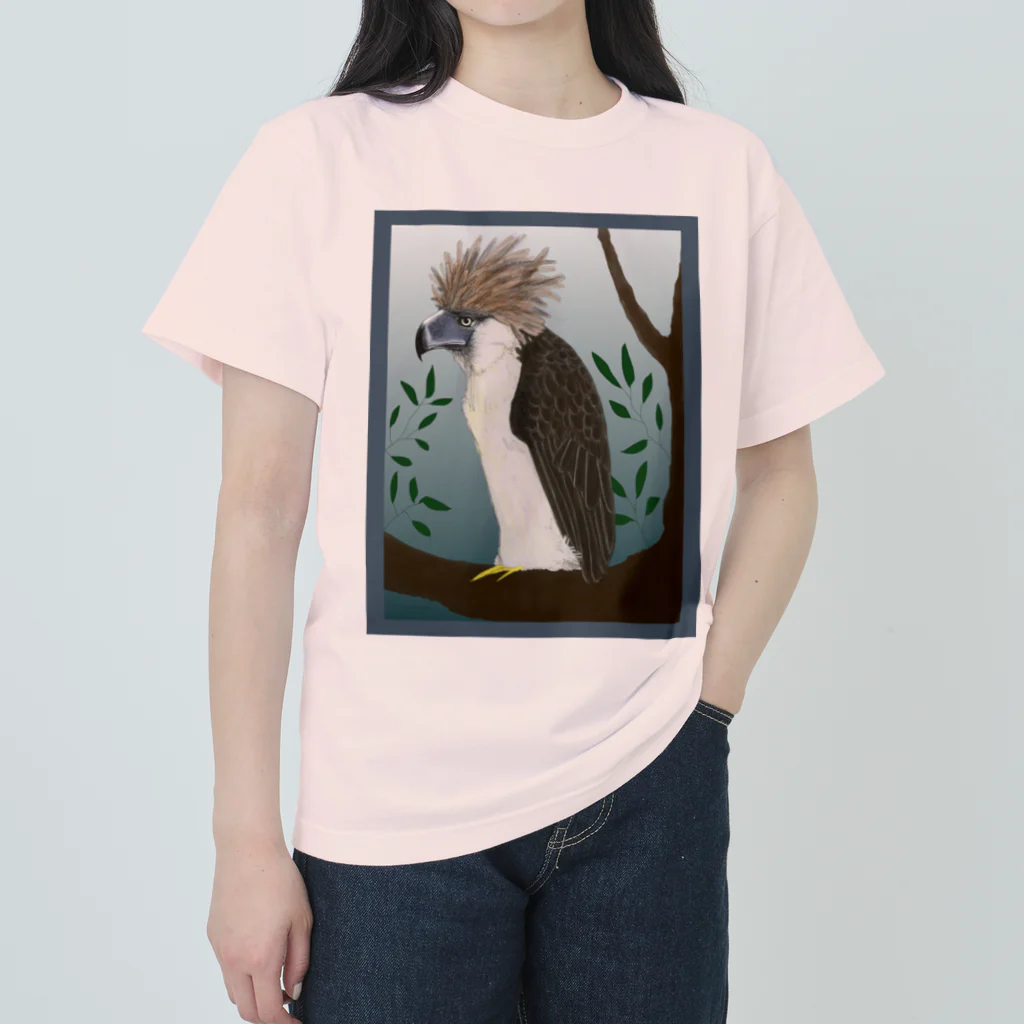 Sea of Grassの遠くを見るフィリピンワシ ヘビーウェイトTシャツ