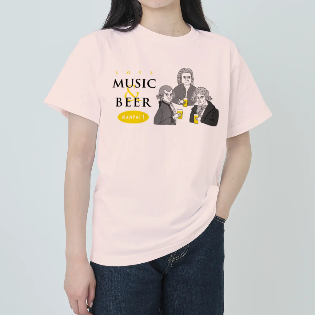 ビールとアート TM-3 Designの偉人 × BEER（三人の音楽家・音楽とビールを愛す） ヘビーウェイトTシャツ