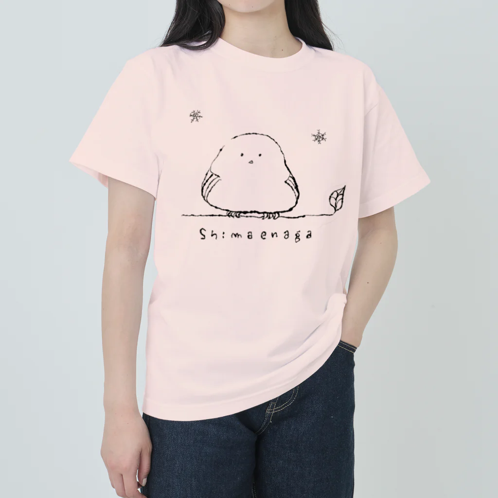 くるみのシマエナガとゆき。 ヘビーウェイトTシャツ