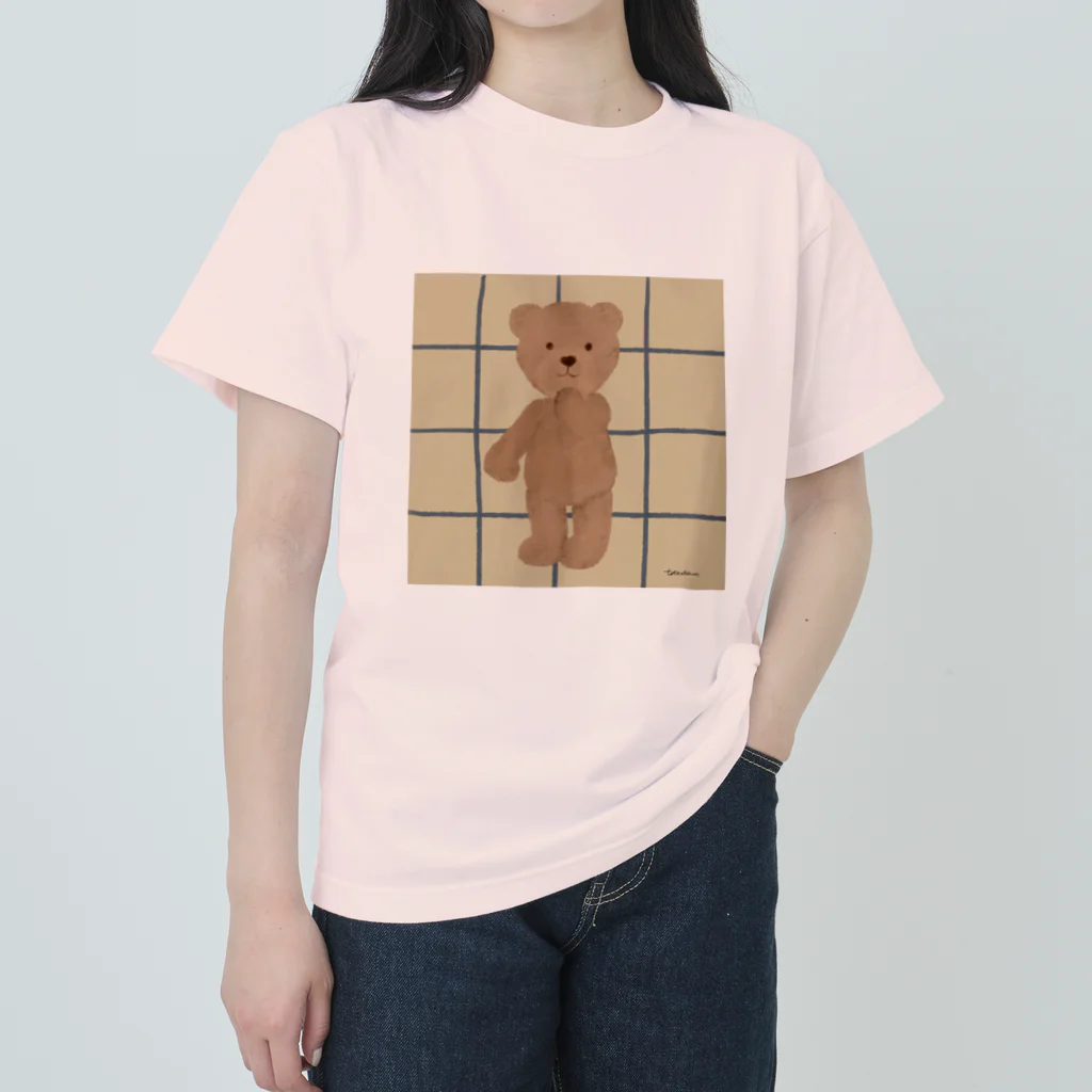 tateshima(たてしま)の口元に手を当てるテディベアくん Heavyweight T-Shirt