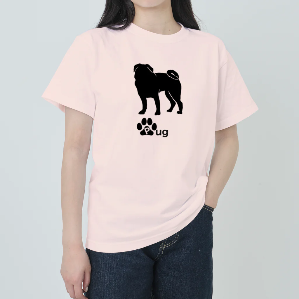 bow and arrow のパグ犬 ヘビーウェイトTシャツ