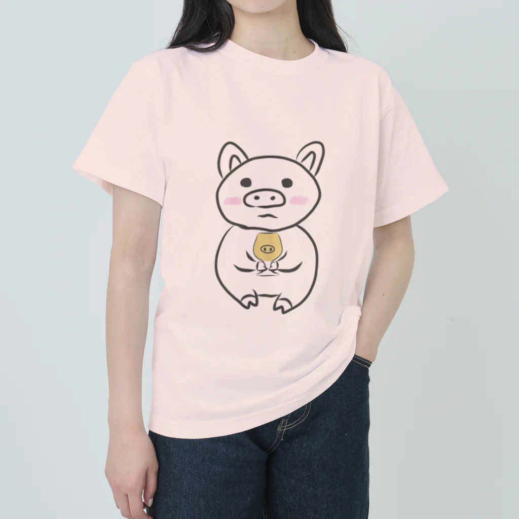 乾杯待ちのぶたの乾杯待ちのぶた　カラーver. ヘビーウェイトTシャツ