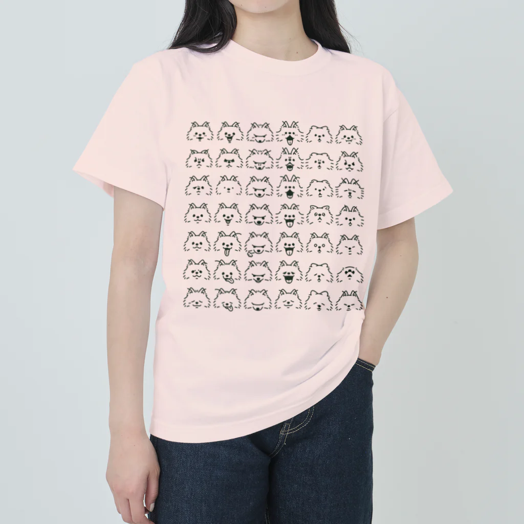 イラスト MONYAAT のポメラニアンぎっしり ヘビーウェイトTシャツ