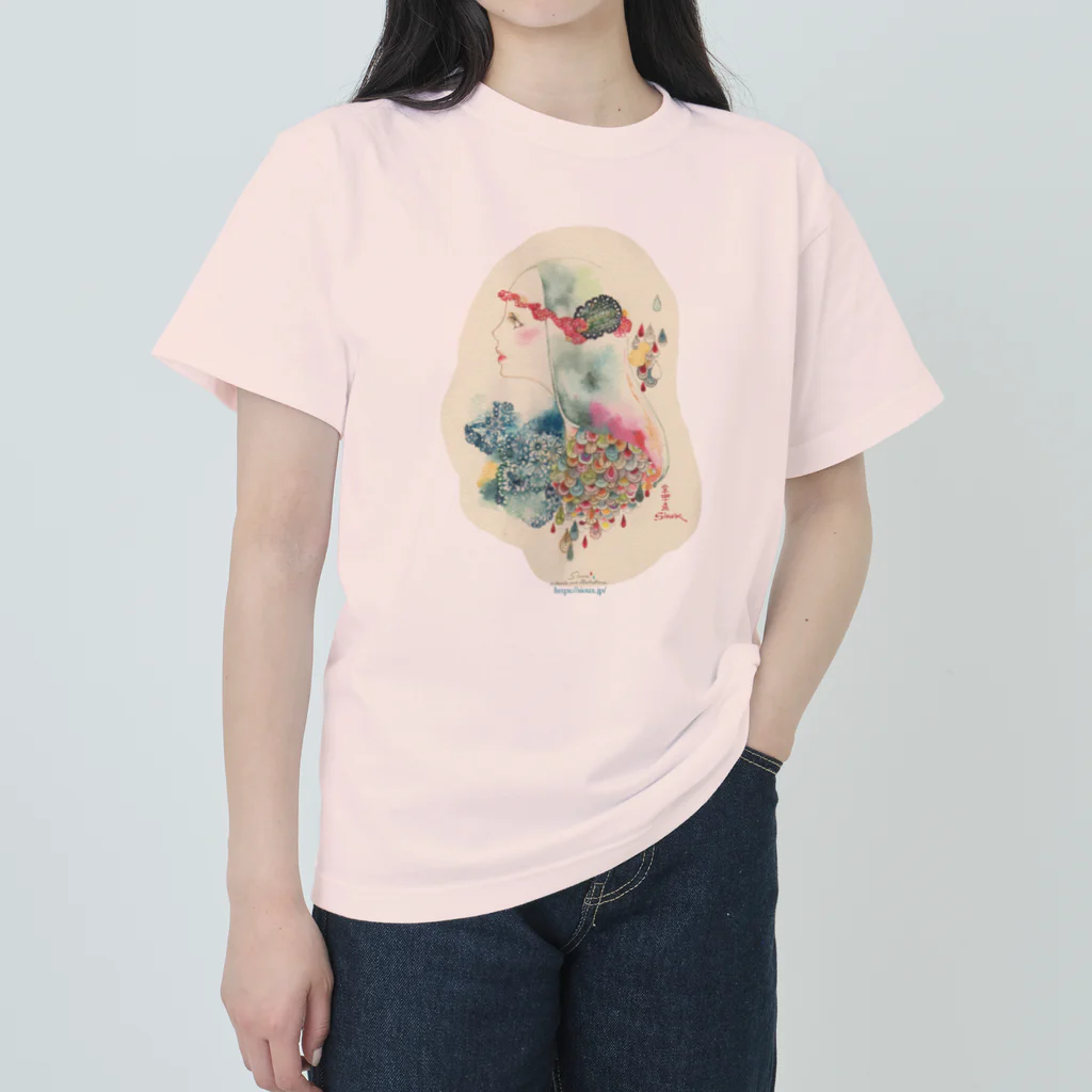 水彩少女の[ 人魚姫に寄せて1 / thinking about a story of the Little Mermaid ] Heavyweight T-Shirt