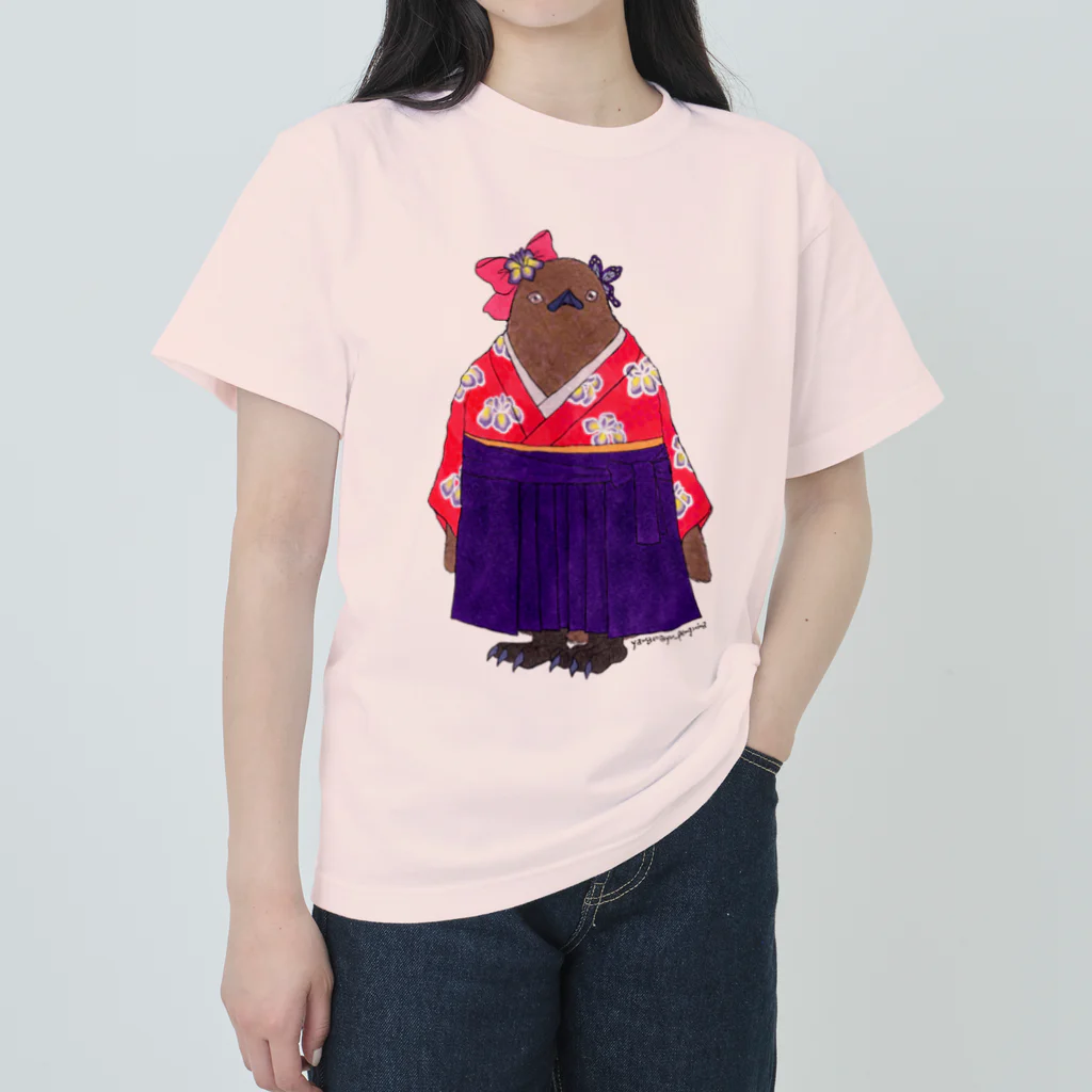 ヤママユ(ヤママユ・ペンギイナ)の着物ぺんぎんーいずれはキングヒナか杜若ー Heavyweight T-Shirt