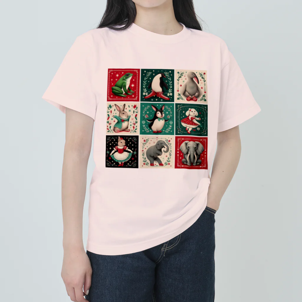 赤白 緑・アカシロ ミドリの【孤独を愛する9人】バレエ編 ヘビーウェイトTシャツ