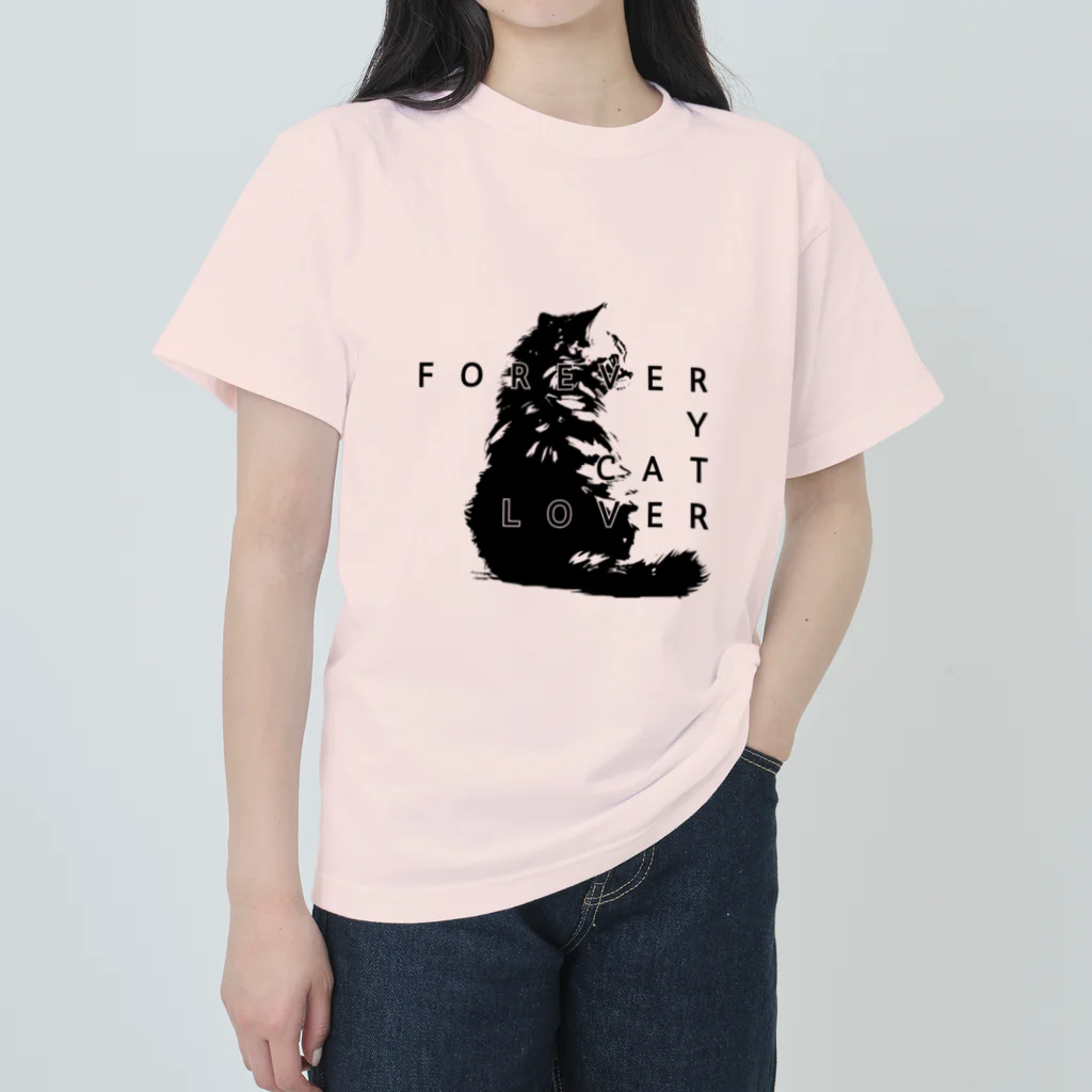 chubby the catのforever y cat lover (monochrome) Heavyweight T-Shirt