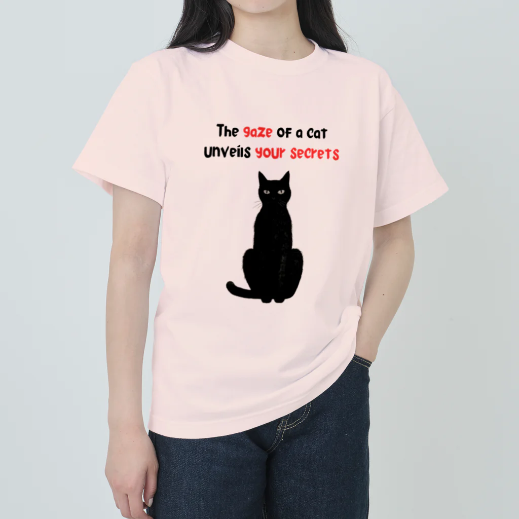 chubby the catのgaze of a cat ヘビーウェイトTシャツ