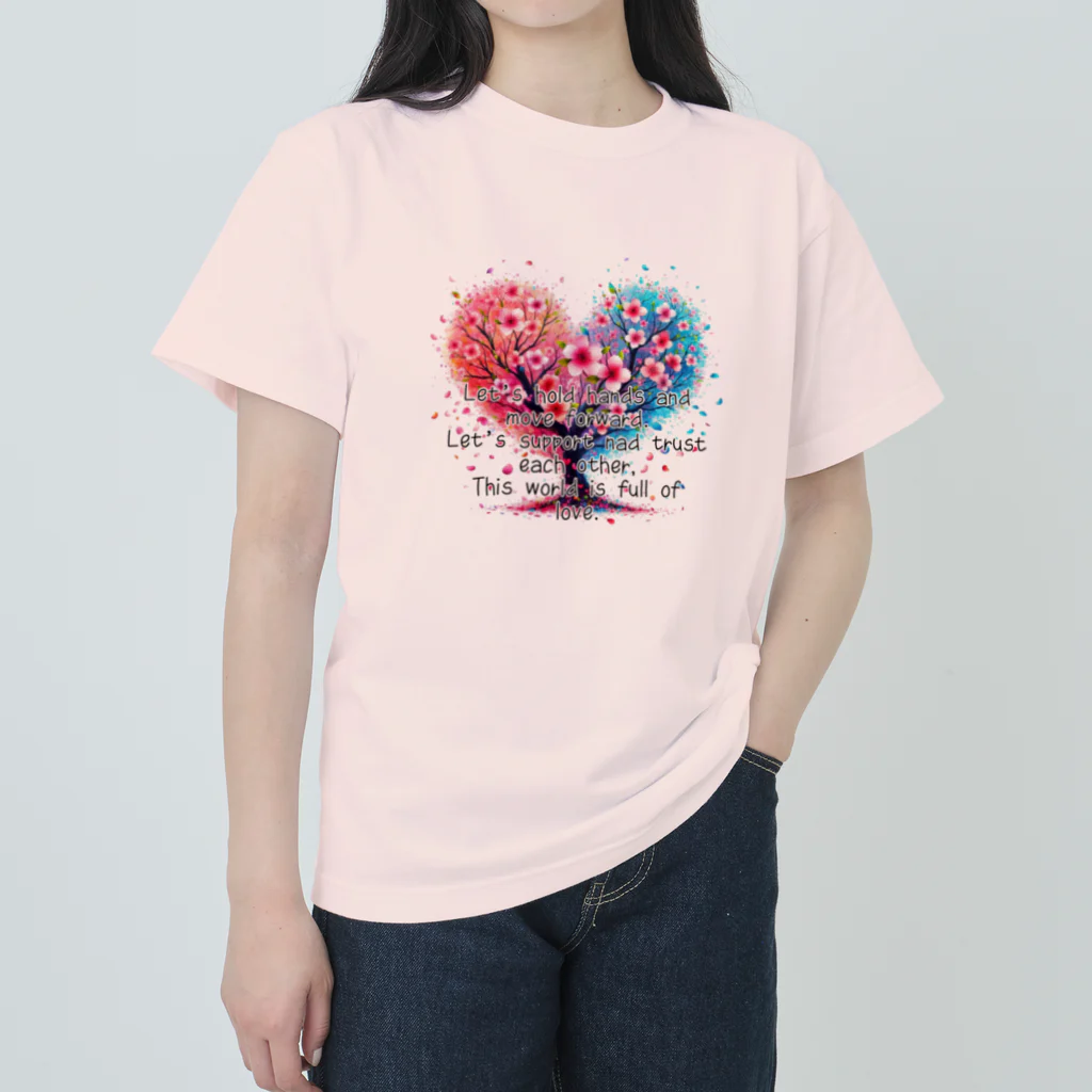 Chika-Tataのサクラとハート Heavyweight T-Shirt