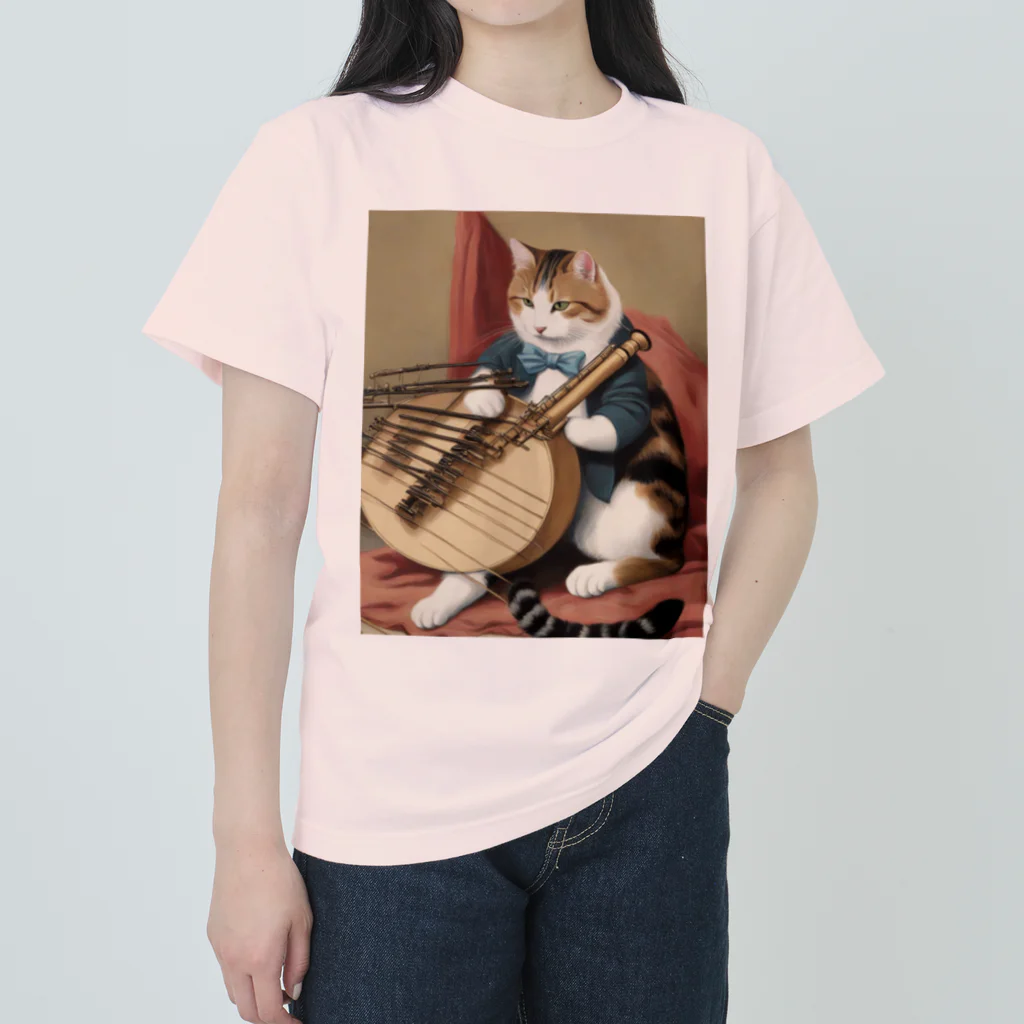 F2 Cat Design Shopの orchestra cat 001 ヘビーウェイトTシャツ