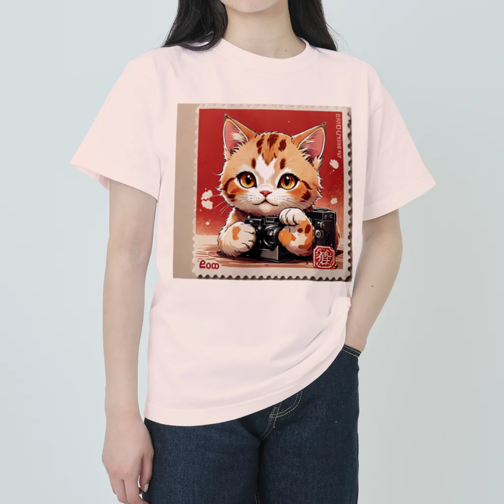 syun78のお店のカメラが好きな猫 ヘビーウェイトTシャツ