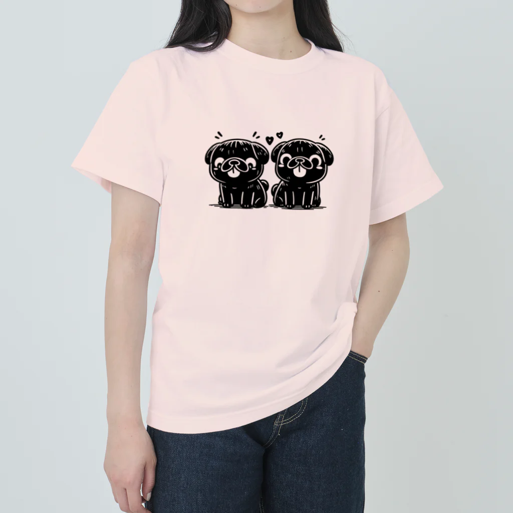 ブヒーズのtwin pug Heavyweight T-Shirt