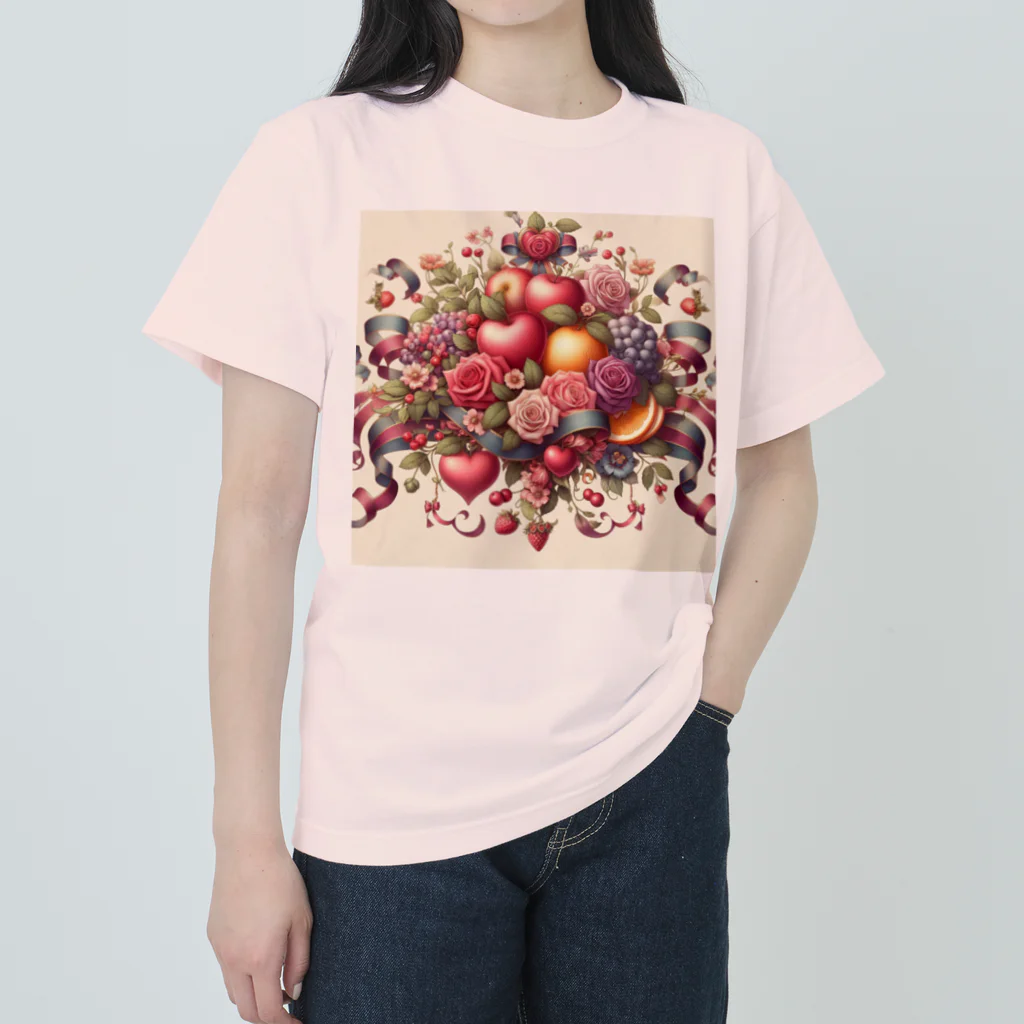 まんまるちゃんの薔薇とフルーツのSweetな香り ヘビーウェイトTシャツ