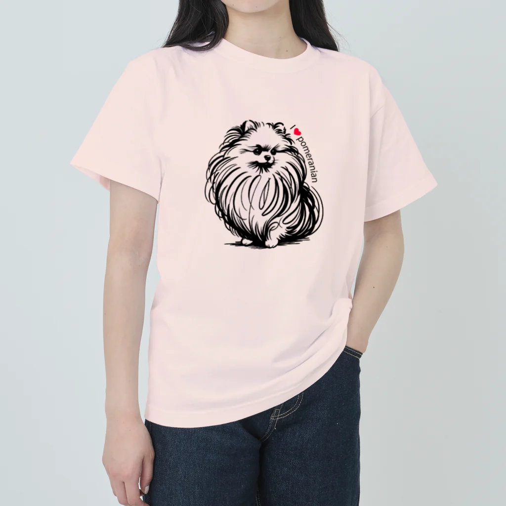 7_dog_catのポメ ヘビーウェイトTシャツ