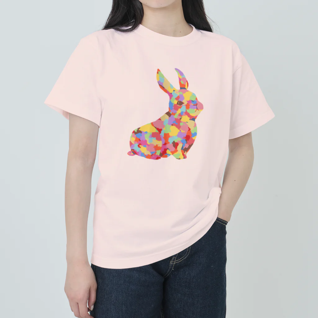 meiroのカラフルなウサギ ヘビーウェイトTシャツ