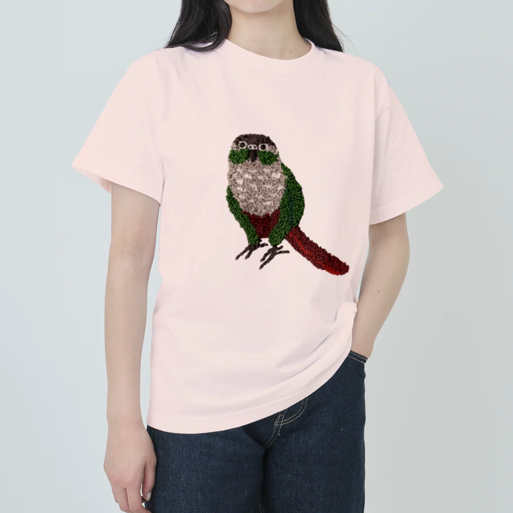 犬と鳥のウロコインコのマメ ヘビーウェイトTシャツ