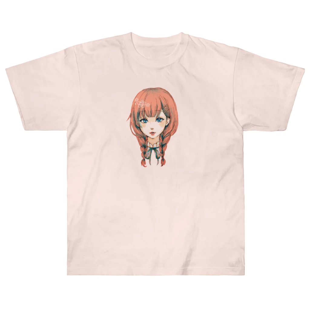 🐶シュナといろいろ🎨の三つ編み女の子 Heavyweight T-Shirt