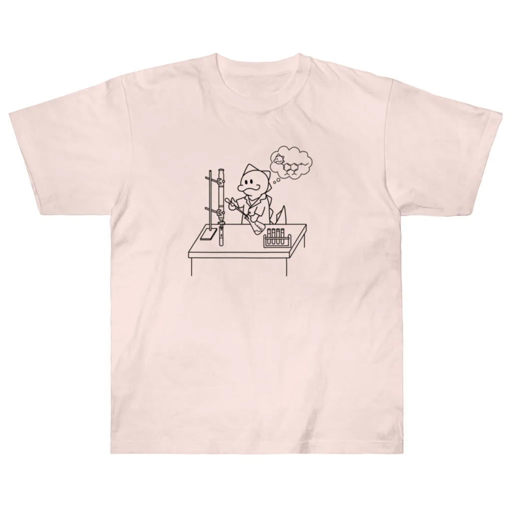 なみのりドラゴン🐉のケミカルドラゴン（モノクロ） Heavyweight T-Shirt