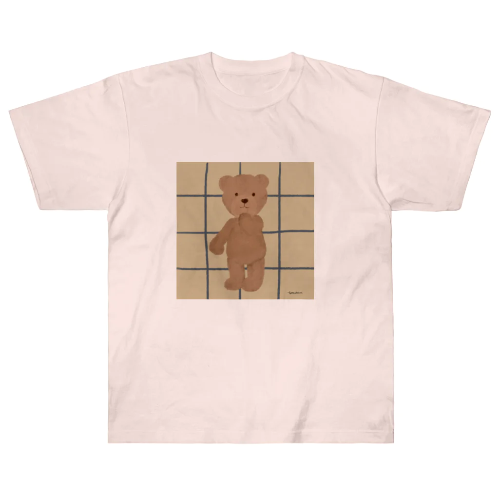 tateshima(たてしま)の口元に手を当てるテディベアくん Heavyweight T-Shirt