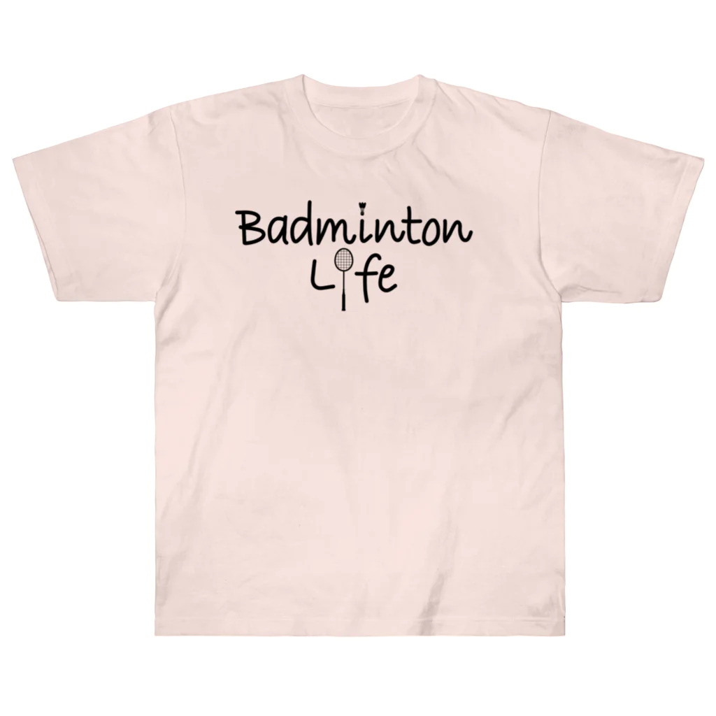 sports_tower スポーツタワーのバドミントン・Badminton・文字・おしゃれ・スポーツライフ・ラリー・デザイン・Tシャツ・スポーツ・かっこいい・かわいい・女子・男子・羽球・シャトル・スマッシュ・ラケット・プレーヤー・選手 Heavyweight T-Shirt