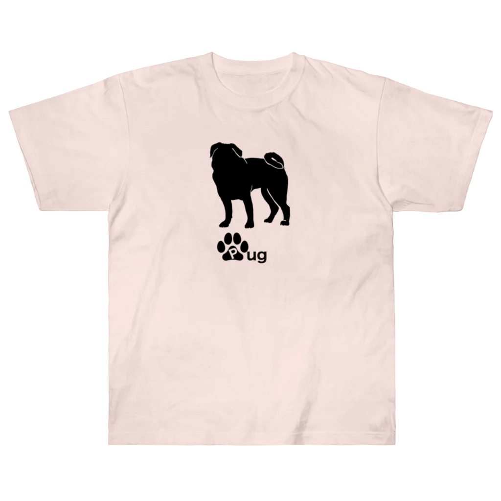 bow and arrow のパグ犬 ヘビーウェイトTシャツ