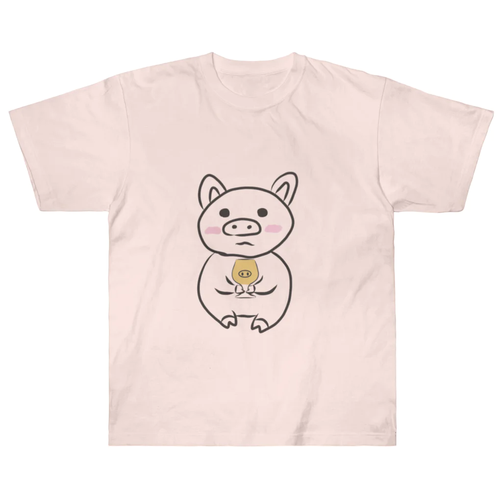 乾杯待ちのぶたの乾杯待ちのぶた　カラーver. ヘビーウェイトTシャツ