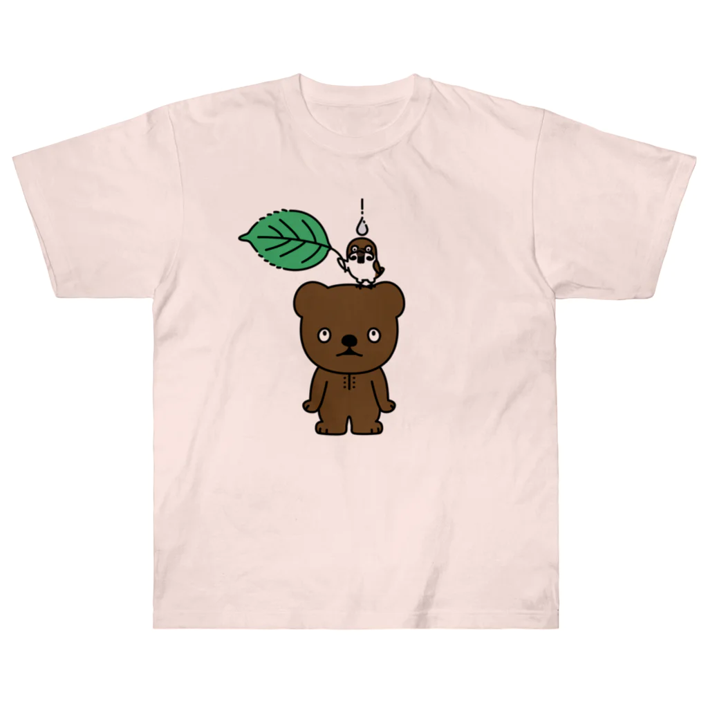 イラスト MONYAAT のこぐまとスズメと雨のしずく Heavyweight T-Shirt