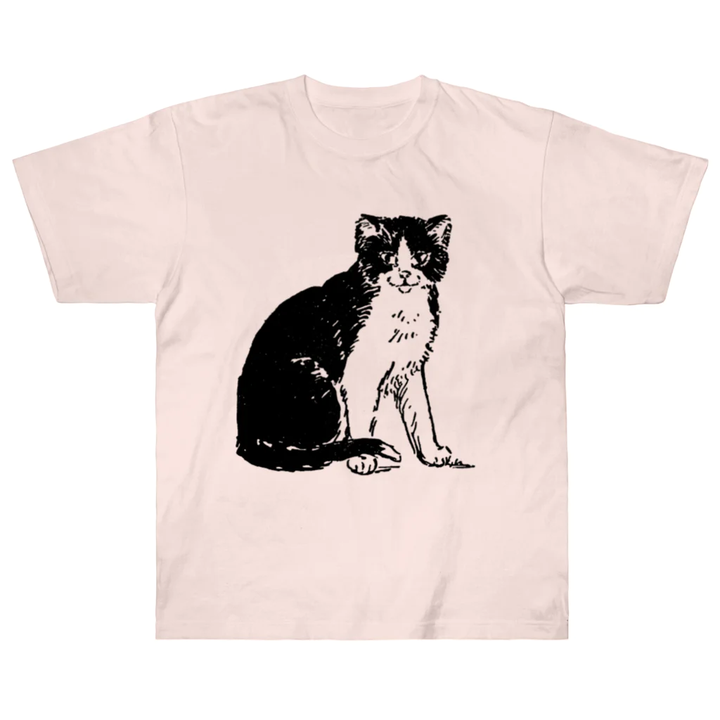 Saza-nami Antique designの白黒ねこ Heavyweight T-Shirt