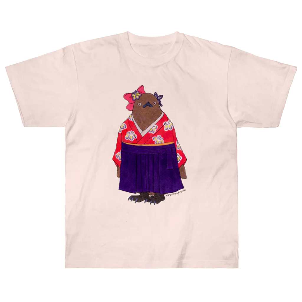 ヤママユ(ヤママユ・ペンギイナ)の着物ぺんぎんーいずれはキングヒナか杜若ー Heavyweight T-Shirt