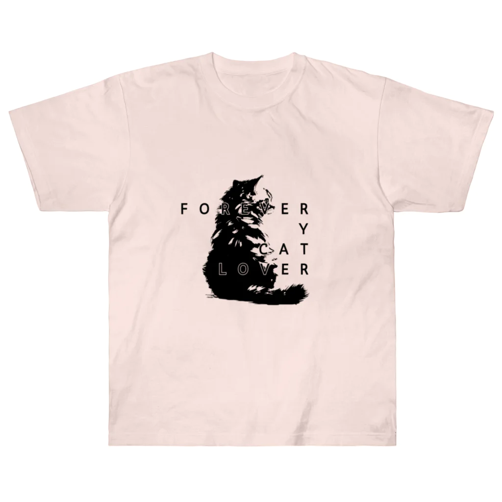 chubby the catのforever y cat lover (monochrome) Heavyweight T-Shirt