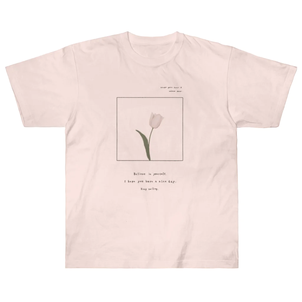 rilybiiのPowderpink tulip , Logoflame . Heavyweight T-Shirt