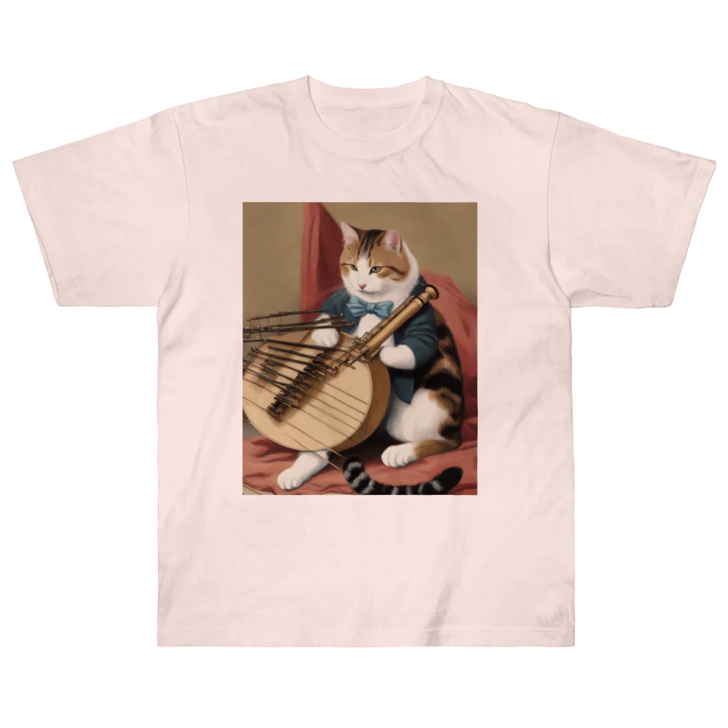 F2 Cat Design Shopの orchestra cat 001 ヘビーウェイトTシャツ