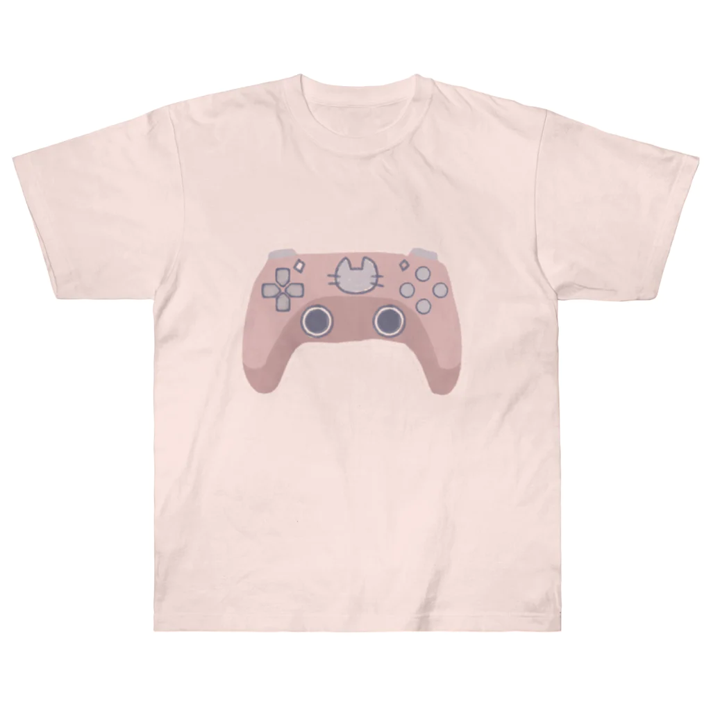 ふわぽこにゃんにゃんSHOP☁️🫧SUZURI支店のにゃんにゃん猫ゲームコントローラー ヘビーウェイトTシャツ