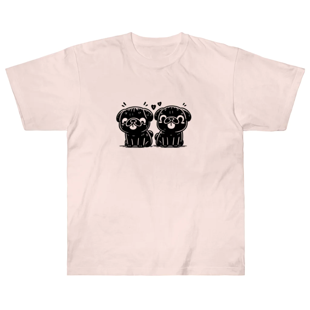 ブヒーズのtwin pug Heavyweight T-Shirt