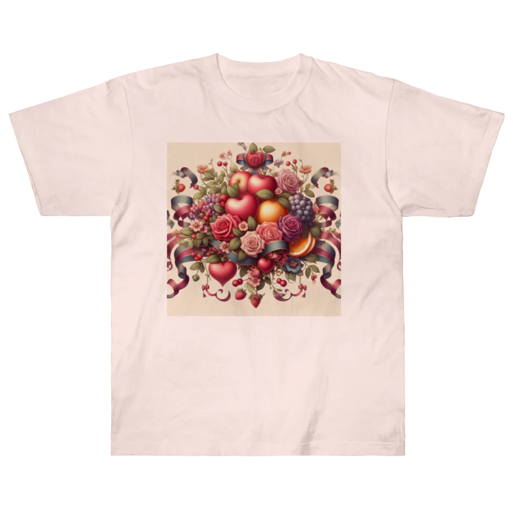 まんまるちゃんの薔薇とフルーツのSweetな香り ヘビーウェイトTシャツ