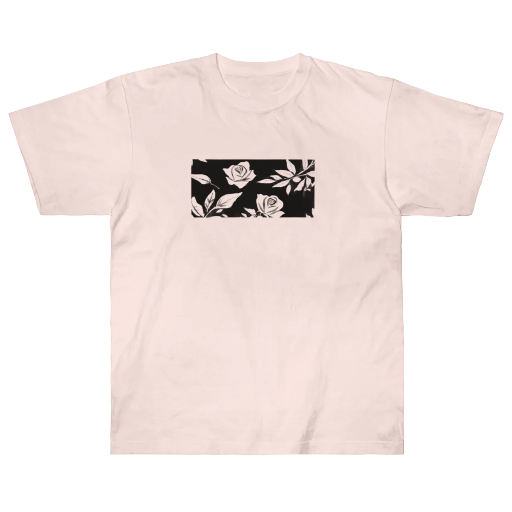 siriusのモノトーン花 Heavyweight T-Shirt