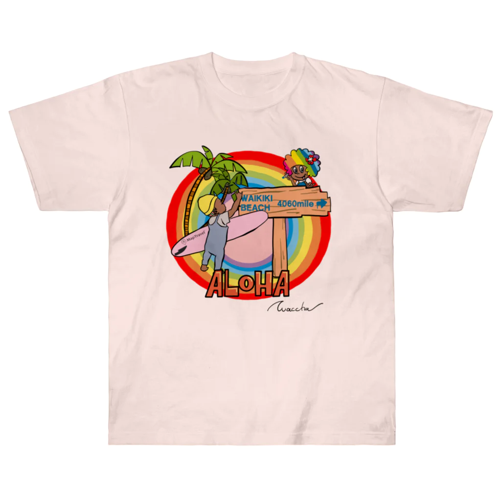 ハワイが大好きな女の子『HENOHENO MAPPY』のx waccha コラボデザイン2 Heavyweight T-Shirt